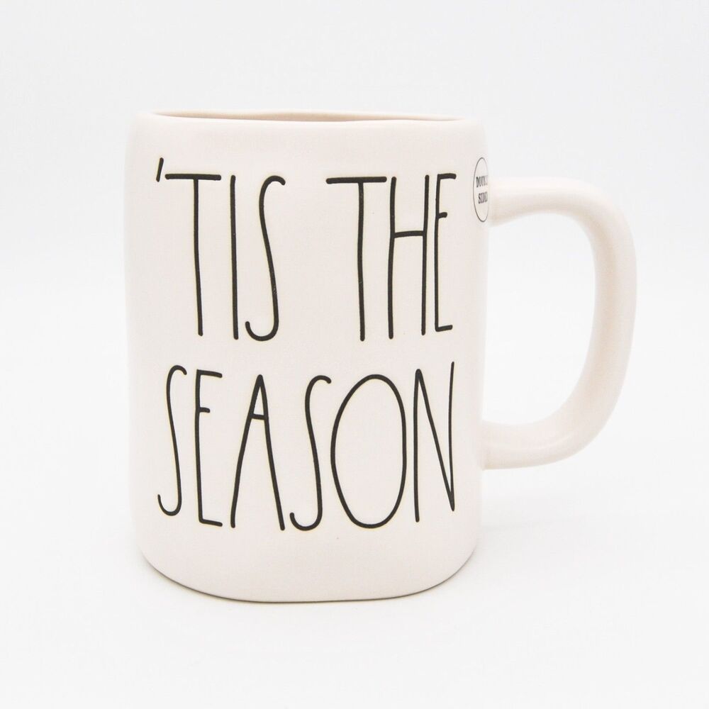 Rae Dunn Christmas Mug – Tis' The Season, 16oz Double-Sided Ceramic Coffee Mug